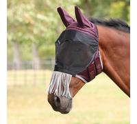 Shires FlyGuard Pro Deluxe Fly Mask with Ears & Nose Fringe - Small Pony Size | Premium Fine Mesh Protection | Breathable Fly & Insect Guard | Secure Fit | Black Cherry