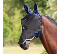 Shires FlyGuard Pro Deluxe Fly Mask with Ears & Nose - Small Pony Size | Premium Fine Mesh Protection | Lightweight Breathable Fly & Insect Guard | Secure Fit | Navy