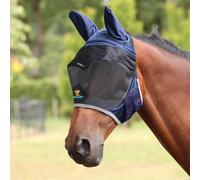 Shires FlyGuard Pro Deluxe Fly Mask with Ears - Extra Full Size | Premium Fine Mesh Protection | Lightweight Breathable Fly & Insect Guard | Secure Fit | Navy