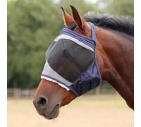 Shires FlyGuard Pro Fine Mesh Earless Fly Mask - Pony Size | Lightweight Polyester Fly & Insect Protection | Breathable Fine Mesh for Turnout, Grazing & Stable Use | Navy Colour