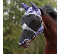 Shires FlyGuard Pro Fine Mesh Fly Mask with Ears & Nose - XXF Size | Lightweight Breathable Mesh Fly & Insect Protection | Secure Fit for Turnout, Grazing & Stable Use | Sky Colour