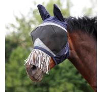 Shires FlyGuard Pro Fine Mesh Fly Mask with Ears & Nose Fringe - XS Pony Size | Lightweight Breathable Mesh Fly & Insect Protection | Secure Fit for Turnout & Grazing | Navy Colour