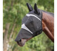 Shires FlyGuard Pro Fine Mesh Fly Mask with Ears & Nose - XXF Size | Lightweight Breathable Mesh Fly & Insect Protection | Secure Fit for Turnout, Grazing & Stable Use | Jet Colour