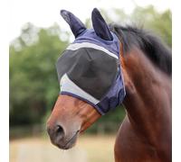 Shires FlyGuard Pro Fine Mesh Fly Mask with Ears - Pony Size | Lightweight Breathable Mesh Fly & Insect Protection | Secure Fit for Turnout, Grazing & Stable Use | Navy Colour