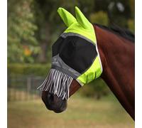 Shires FlyGuard Pro Hi-Viz Fine Mesh Fly Mask with Ears & Nose Fringe - Small Pony Size | Lightweight Breathable Mesh Protection | Secure Fit for Turnout & Grazing | Yellow