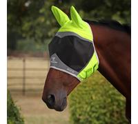 Shires FlyGuard Pro Hi-Viz Fine Mesh Fly Mask with Ears - Cob Size | Lightweight Breathable Mesh Protection | Secure Fit for Turnout, Grazing & Stable Use | Yellow
