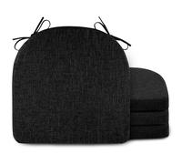 FlyGulls 4 Pack Seat Cushion Linen Chair Cushions for Dining Chairs with Ties Kitchen Chair Cushions Non Slip U Shape Chair Pads Black (45 * 45 * 5cm/17 * 17 * 2inch)