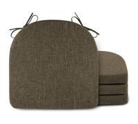 FlyGulls 4 Pack Seat Cushion Linen Chair Cushions for Dining Chairs with Ties Kitchen Chair Cushions Non Slip U Shape Chair Pads Khaki (45 * 45 * 5cm/17 * 17 * 2inch)