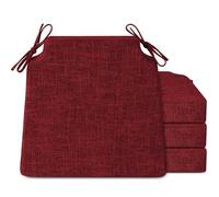 FlyGulls 6.5 cm Thick Dining Chair Cushions Set of 4 with Ties Non-Slip 42 x 40 cm Seat Cushions with Machine Washable Cover Comfy D-Shaped Kitchen Chair Pads Red