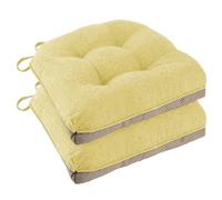 FlyGulls Chair Cushions for Dining Chairs 2 Pack Non Slip Kitchen Chair Cushions 18"x18"x3" Turfted Chair Pads Comfortable and Soft Seat Cushion with Ties, Yellow