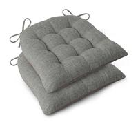 FlyGulls Chair Cushions for Dining Chairs Set of 2 Durable D-Shaped Seat Cushions with Non-Slip Backing Secure Ties Thick Cozy Seat Pad for Kitchen Dining Room Office(46x42x7.6cm Light Grey)