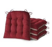 FlyGulls Chair Cushions for Dining Chairs Set of 4 Durable D-Shaped Seat Cushions with Non-Slip Backing Secure Ties Thick Cozy Seat Pad for Kitchen Dining Room Office(46x42x7.6cm Burgundy)