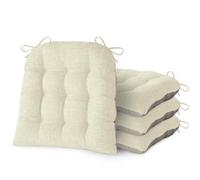 FlyGulls Chair Cushions for Dining Chairs Set of 4 Durable D-Shaped Seat Cushions with Non-Slip Backing Secure Ties Thick Cozy Seat Pad for Kitchen Dining Room Office(46x42x7.6cm Beige)