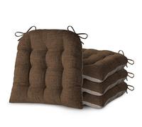 FlyGulls Chair Cushions for Dining Chairs Set of 4 Durable D-Shaped Seat Cushions with Non-Slip Backing Secure Ties Thick Cozy Seat Pad for Kitchen Dining Room Office(46x42x7.6cm Coffee)