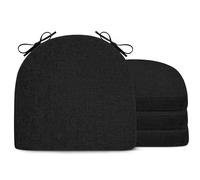 FlyGulls Chair Cushions for Dining Chairs U-shaped Seat Cushion with Non-Slip Back for Kitchen Office Chair Extra Thick Chair Pads with Ties 4 Pack(Black 43x40x5 cm/17x16x2 inch)