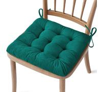 FlyGulls Corduroy Chair Cushions for Dining Chairs Indoor Kitchen Seat Cushion with Ties 1 Pack Tufted Large Kitchen Seat Pads for Dining Room 18" x 18" Deep Green