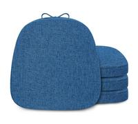 FlyGulls Dining Chair Cushions Set of 4 Non Slip Seat Cushions for Dining Chairs with Ties and Washable Covers Kitchen Seat Pads 35.5x35.5cm Blue