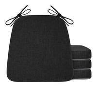 FlyGulls Dining Room Chair Cushions Set of 4 Indoor Kitchen Chair Pads with Machine Washable Cover Non Slip Seat Cushion with Ties 42x40x5cm/16.5x16x2inch (Black)