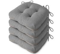 FlyGulls Indoor Kitchen Chair Cushions Set of 4 Anti Slip Dining Chair Pads Soft Kitchen Seat Cushion 18"X16.5"X3"/46X42X8cm, Grey