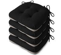 FlyGulls Indoor Kitchen Chair Cushions Set of 4 Anti Slip Dining Chair Pads Soft Kitchen Seat Cushion 18"X16.5"X3"/46X42X8cm Black