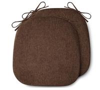 FlyGulls Kitchen Chair Cushions Set of 2 D-Shape Non Slip Dining Room Seat Cushions Cozy Durable Textured Fabric Chair Pads with Ties for Kitchen Dining Room Office (40X40X5cm, Brown)