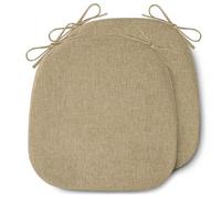 FlyGulls Kitchen Chair Cushions Set of 2 D-Shape Non Slip Dining Room Seat Cushions Cozy Durable Textured Fabric Chair Pads with Ties for Kitchen Dining Room Office (40X40X5cm, Beige)