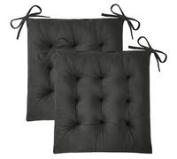 FlyGulls Kitchen Chair Cushions Set of 2 Tufted Square Seat Cushions with Ties Plush Chair Pad for Kitchen Dining Room Office(39x39cm Dark Grey)