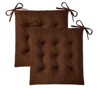 FlyGulls Kitchen Chair Cushions Set of 2 Tufted Square Seat Cushions with Ties Plush Chair Pad for Kitchen Dining Room Office(39x39cm Brown)