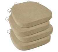 FlyGulls Kitchen Chair Cushions Set of 4 D-Shape Non Slip Dining Room Seat Cushions Cozy Durable Textured Fabric Chair Pads with Ties for Kitchen Dining Room Office (40X40X5cm, Beige)
