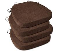 FlyGulls Kitchen Chair Cushions Set of 4 D-Shape Non Slip Dining Room Seat Cushions Cozy Durable Textured Fabric Chair Pads with Ties for Kitchen Dining Room Office (40X40X5cm, Brown)