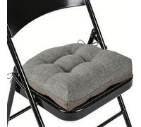 FlyGulls Kitchen Chair Cushions Tufted Dining Chair Cushions with Non Slip Backing and Ties Indoor Comfortable Seat Pads with Textured Covers for Home 1 Pack 40.5x40.5x8cm/16x16x3.5 Inch Light Grey