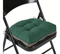 FlyGulls Kitchen Chair Cushions Tufted Dining Chair Cushions with Non Slip Backing and Ties Indoor Comfortable Seat Pads with Textured Covers for Home 1 Pack 40.5x40.5x10cm/16x16x4 Inch Dark Green