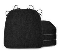 FlyGulls Memory Foam Chair Cushions Set of 4 Chair Pads For Dining Chairs with Ties Non-Slip Backing seat cushions for Dining Room Kitchen Room 16.7x16 Inches Black