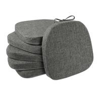 FlyGulls Metal Chair Cushions for Dining Chairs 2" Thick Kictchen Chair Cushions Non Slip Chair Pads with Ties for Metal Dining Chairs Set of 4 (35.5x35.5cm/14X14inch) (6, Dark Grey)