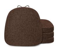 FlyGulls Metal Chair Cushions for Dining Chairs 2" Thick Kictchen Chair Cushions Non Slip Chair Pads with Ties for Metal Dining Chairs Set of 4 (35.5x35.5cm/14x14inch, Brown)