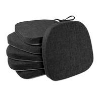 FlyGulls Metal Chair Cushions for Dining Chairs 2" Thick Kictchen Chair Cushions Non Slip Chair Pads with Ties for Metal Dining Chairs Set of 4 (35.5x35.5cm/14X14inch) (6, Black)