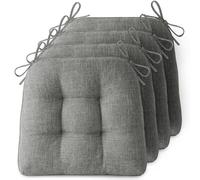 FlyGulls Non-slip Chair Cushions for Dining Chairs Set of 4 Thick Kitchen Chair Pads Dining Room Seat Cushion with Ties 16" x 16" x 4" Grey