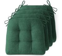 FlyGulls Non-slip Chair Cushions for Dining Chairs Set of 4 Thick Kitchen Chair Pads Dining Room Seat Cushion with Ties 16" x 16" x 4" Dark Green