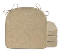 FlyGulls Non-Slip Chair Cushions Set of 4 for Dining Chairs 2" Thick Kictchen Seat Cushions Soft and Comfortable Chair Pads with Ties Beige (42x40x5 cm/16.7x16x2 inch)