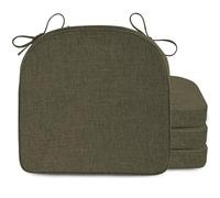 FlyGulls Non-Slip Chair Cushions Set of 4 for Dining Chairs 2" Thick Kictchen Seat Cushions Soft and Comfortable Chair Pads with Ties Khaki (42x40x5 cm/16.7x16x2 inch)