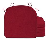 FlyGulls Non-Slip Chair Cushions Set of 4 for Dining Chairs 2" Thick Kictchen Seat Cushions Soft and Comfortable Chair Pads with Ties Red (42x40x5 cm/16.7x16x2 inch)