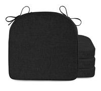 FlyGulls Non-Slip Chair Cushions Set of 4 for Dining Chairs 2" Thick Kictchen Seat Cushions Soft and Comfortable Chair Pads with Ties Black (42x40x5 cm/16.7x16x2 inch)