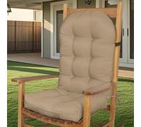FlyGulls Outdoor Patio Chair Cushion Waterproof One-Piece, 1 PC, Khaki | Water-Resistant Tufted Dacron Fabric, with Ties, for Adirondack Chair and Wooden Rocking Chairs, for Patio Furniture