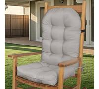 FlyGulls Outdoor Patio Chair Cushion Waterproof One-Piece 1 PC, Light Grey | Water-Resistant Tufted Dacron Fabric, with Ties, for Adirondack Chair and Wooden Rocking Chairs, for Patio Furniture