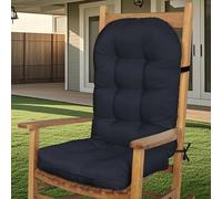 FlyGulls Outdoor Patio Chair Cushions Waterproof One-Piece Tufed Rocking Chair Cushion with Ties High Back Adirondack Chair Pads for Patio Furniture (1, Navy)