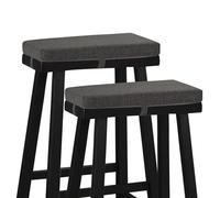 FlyGulls Rectangle Saddle Stool Cushion Non-Slip Bar Stool Cushions with High-Resilience Foam Machine Washable Cover Set of 2 18"x9.5"x2" Dark Grey