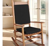 FlyGulls Rocking Chair Cushion Set with Machine Washable Cover Non-Slip Rocking Chair Cushions Indoor Seat and Back Pads with Ties 1 Pack, 2 Piece Set, 20"x 17"x 2"/51X43X5cm (Black)