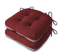 FlyGulls Seat Cushions for Dining Chairs, Anti Slip Kitchen Chair Cushions Set of 2, Soft Dining Seat Pads 18"X16.5"X3"/46X42X8cm, Red