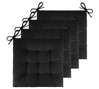 FlyGulls Set of 4 Chair Cushions for Dining Chairs 18" x 18" Corduroy Chair Seat Cushion for Office and Kitchen Chair Comfort Chair Cushion for Long Sitting (48x48cm Black)