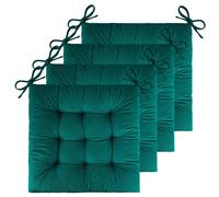 FlyGulls Set of 4 Chair Cushions for Dining Chairs 18" x 18" Corduroy Chair Seat Cushion for Office and Kitchen Chair Comfort Chair Cushion for Long Sitting (48x48cm Deep Green)